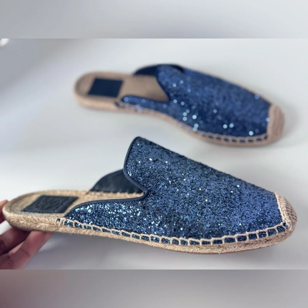 Tory Burch Max Glitter Espadrille Slides Shoes Women’s Size 8